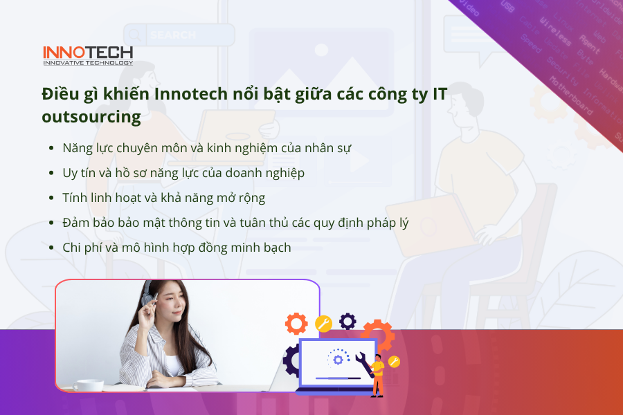 5 điểm nổi bật của Innotech giữa các công ty cho thuê ngoài dịch vụ IT.